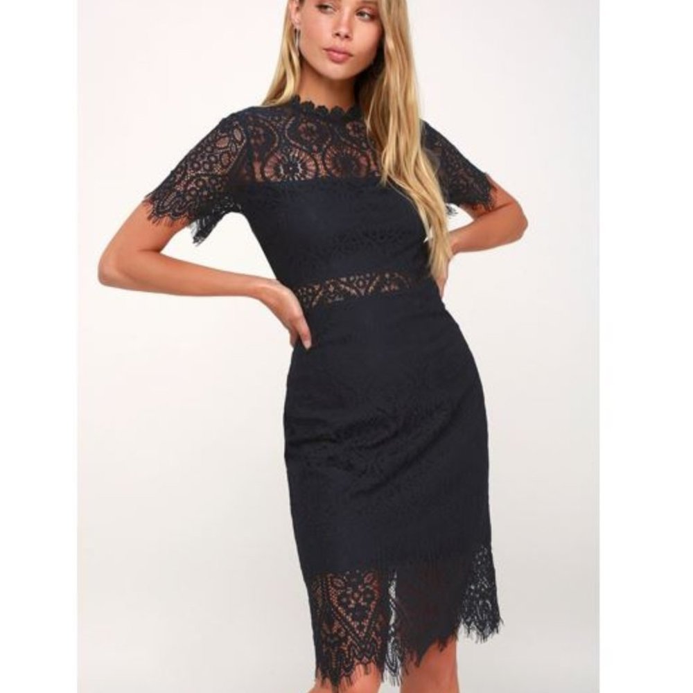 Navy Blue Lace Dress